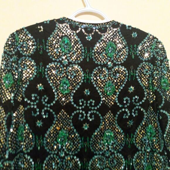 Vintage Gene Shelly Silk Blend Jacket-Small-Hand Beaded-Rhinestone-Lined-1950s - Picture 6 of 9